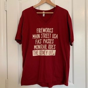 The Disney Life Cranberry V-Neck tee